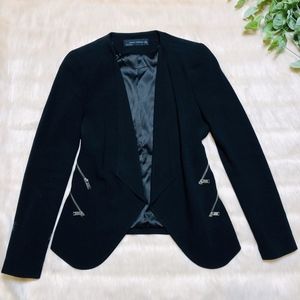MUST GO ZARA Black Double Zip Waterfall Blazer